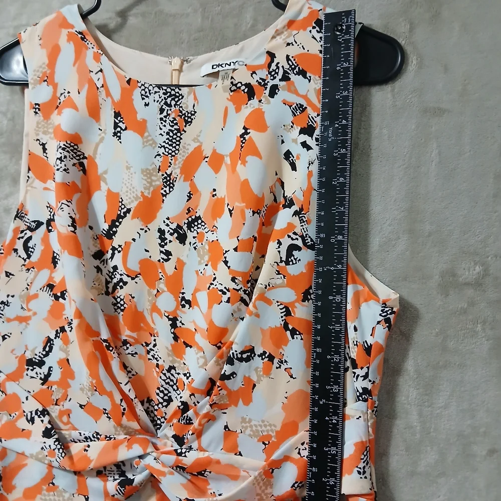DKNYC Orange and Black Patterned Midi Dress Size 14 - Picture 11 of 16